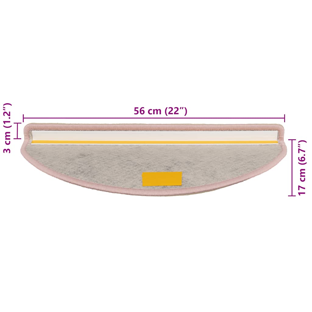 Πατάκια Σκάλας Αυτοκόλ. 30 τεμ. Όψη Σιζάλ 56x17x3 εκ. Ροζ - Pakobazaar