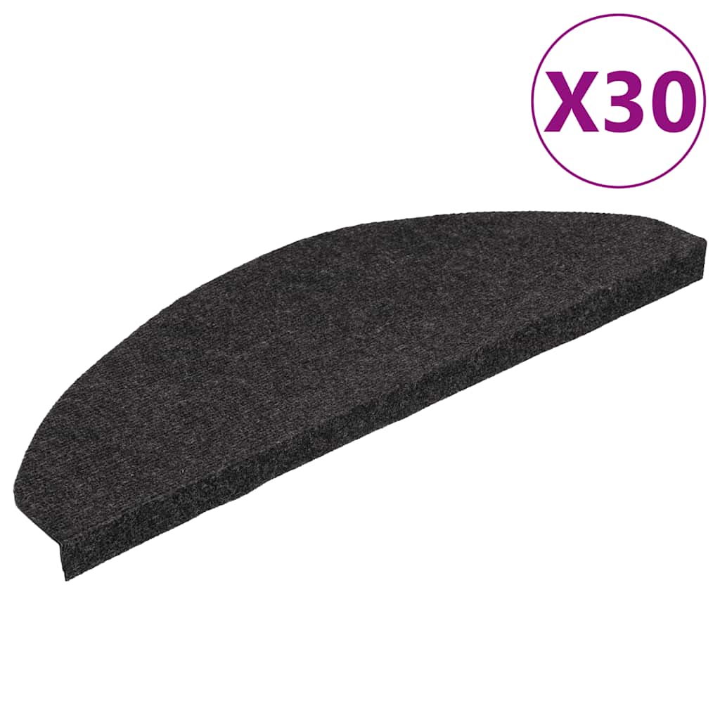 Πατάκια Σκάλας Αυτοκόλλητα 30 τεμ. Μαύρα 65 x 22,5 x 3,5 εκ. - Pakobazaar