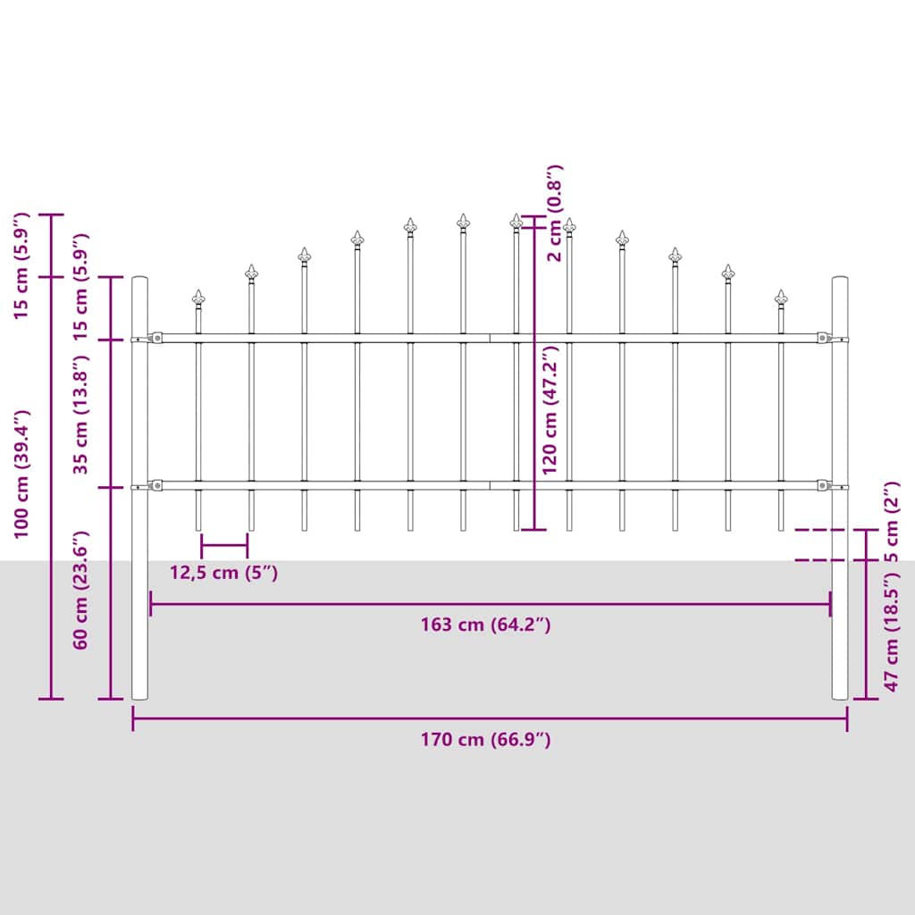 Φράχτης Κήπου 3 pcs Γκρι 170 x 140 εκ