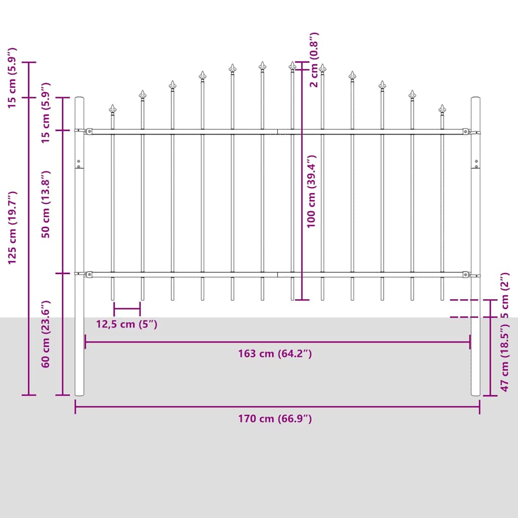 Φράχτης Κήπου 6 pcs Γκρι 170 x 140 εκ