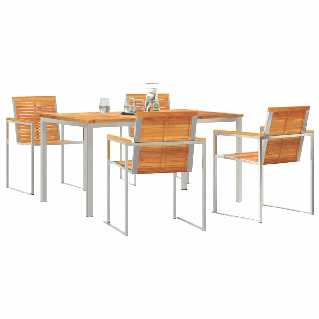 Σέτ φαγητού για κήπο 5 pcs Καφέ Στερεό Ξύλο Ακακίας