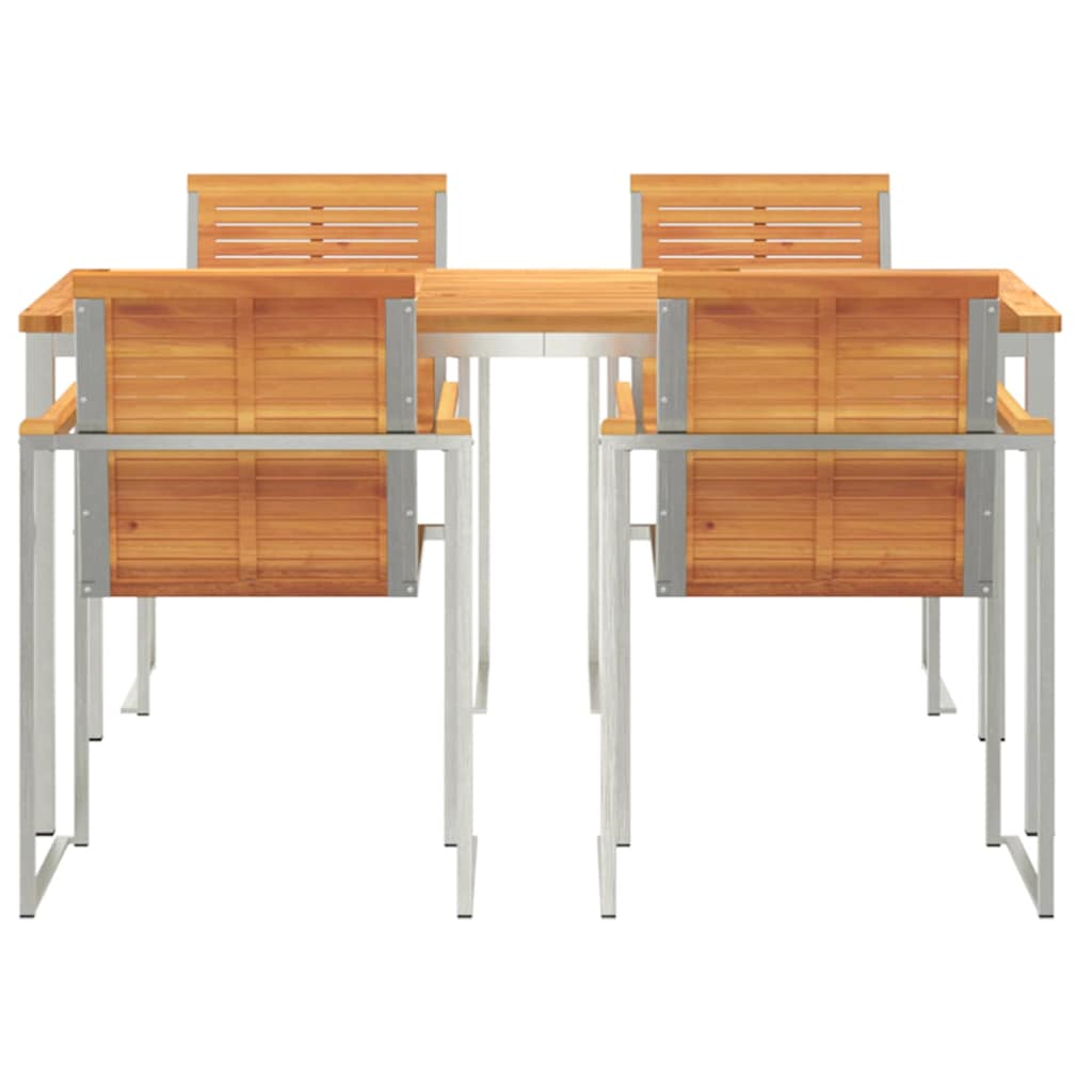 Σέτ φαγητού για κήπο 5 pcs Καφέ Στερεό Ξύλο Ακακίας