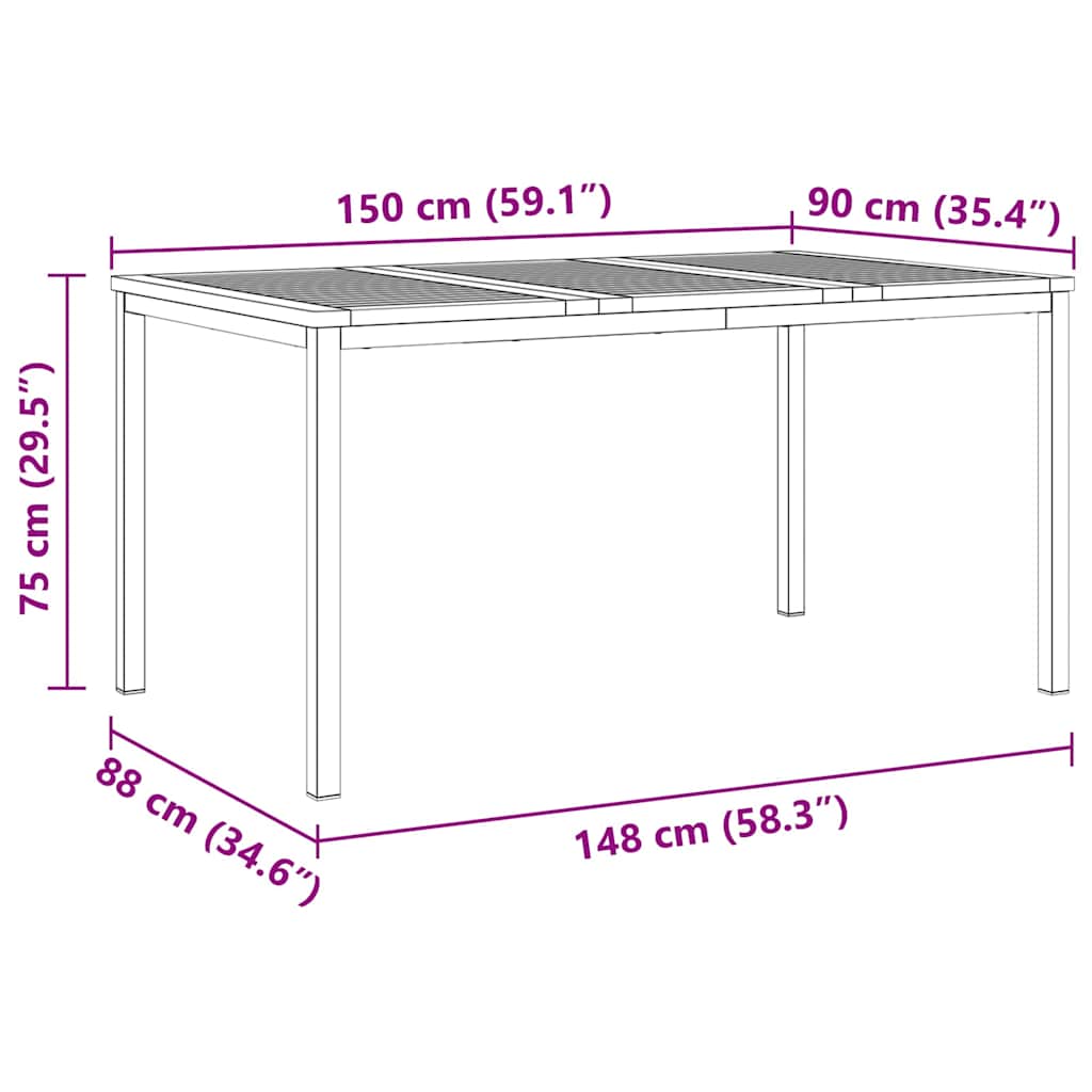 Σέτ φαγητού για κήπο 7 pcs Καφέ Στερεό Ξύλο Τίκ