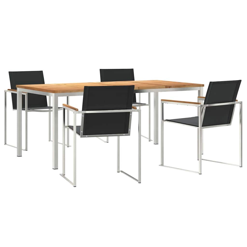 Σέτ φαγητού για κήπο 5 pcs Καφέ Στερεό Ξύλο Τίκ