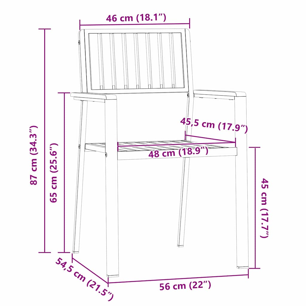 Καρέκλα Κήπου 6 pcs Καφέ 56 x 54,5 x 87 εκ. Στερεό Ξύλο Ακακίας