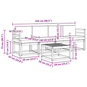 Σειρά Καναπέ Εξωτερικού 5 pcs Φυσικό και Ανοιχτό Γκρι - Pakobazaar