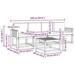 Σειρά Καναπέ Εξωτερικού 5 pcs Φυσικό και Ανοιχτό Γκρι - Pakobazaar