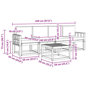 Σειρά Καναπέ Εξωτερικού με μαξιλάρι 5 pcs Φυσικό και Κρέμα - Pakobazaar