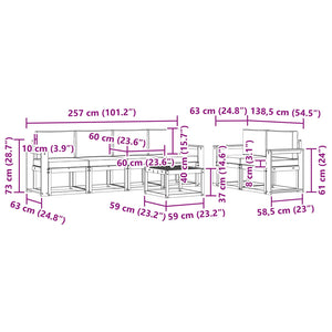Σειρά Καναπέ Εξωτερικού με μαξιλάρι 7 pcs Φυσικό και Μπεζ - Pakobazaar