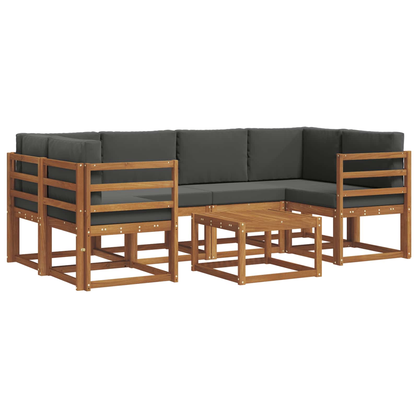 Σειρά Καναπέ Εξωτερικού με μαξιλάρι 7 pcs Φυσικό και Ανθρακί - Pakobazaar