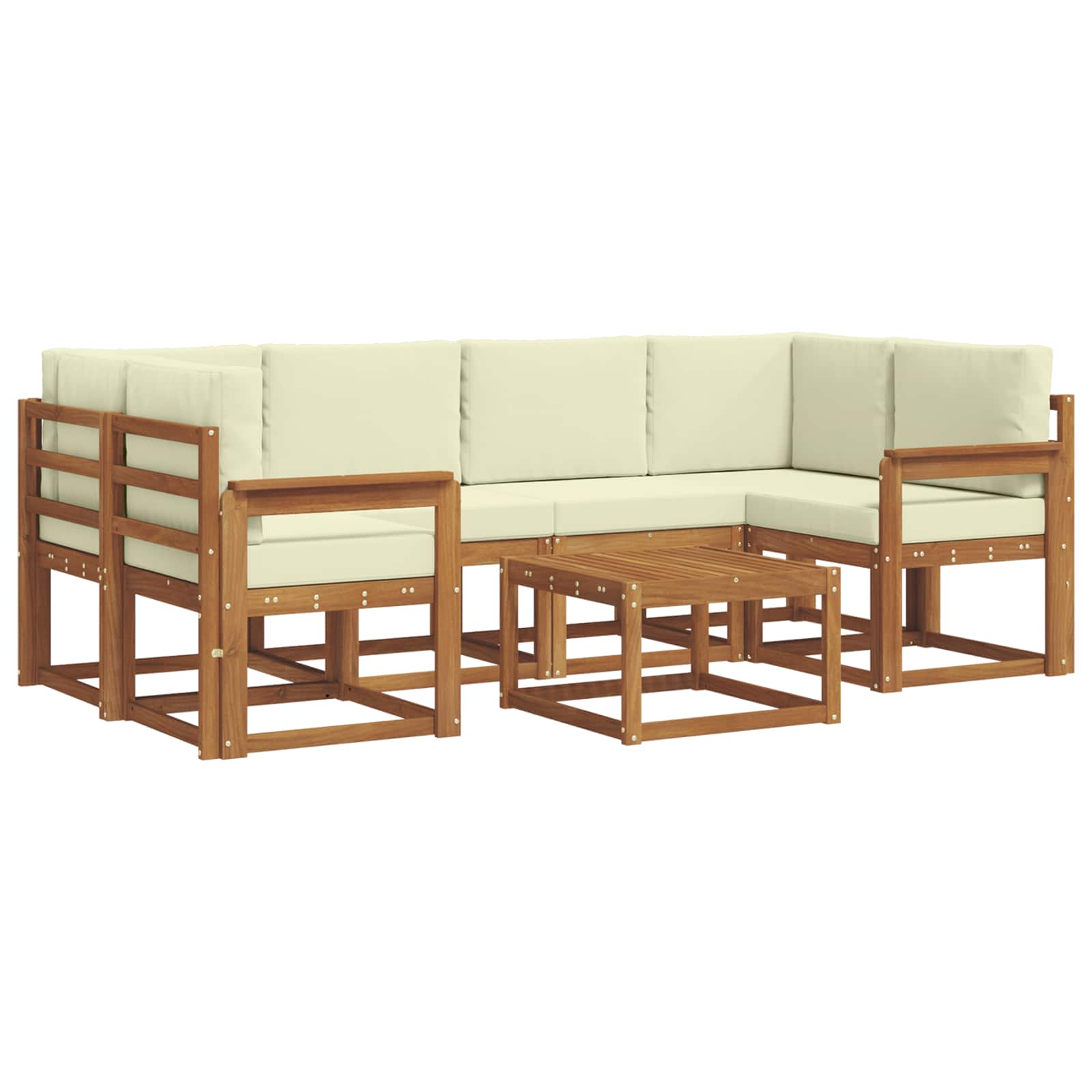 Σειρά Καναπέ Εξωτερικού με μαξιλάρι 7 pcs Φυσικό και Κρέμα - Pakobazaar