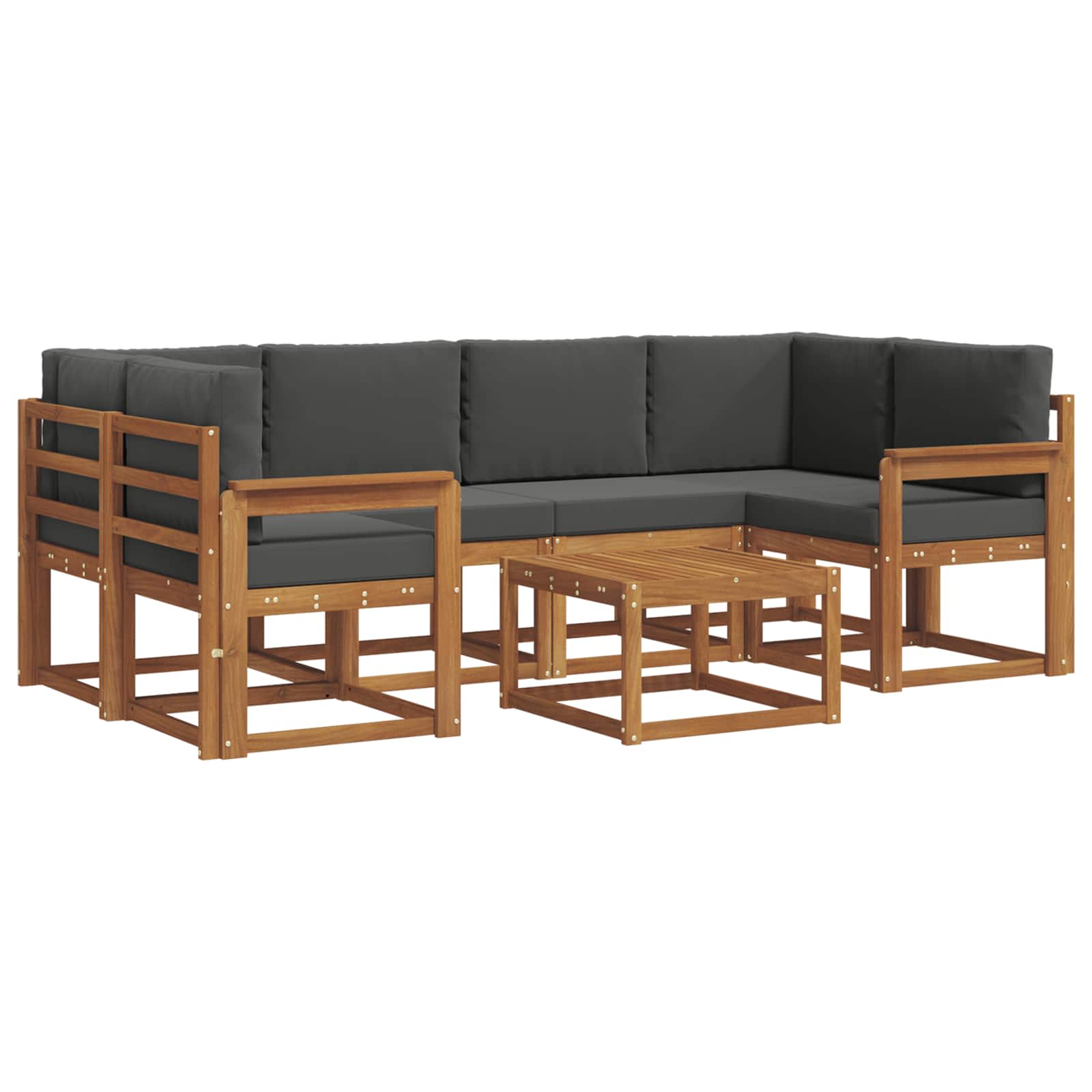 Σειρά Καναπέ Εξωτερικού με μαξιλάρι 7 pcs Φυσικό και Ανθρακί - Pakobazaar