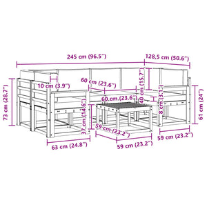 Σειρά Καναπέ Εξωτερικού με μαξιλάρι 7 pcs Φυσικό και Ανθρακί - Pakobazaar