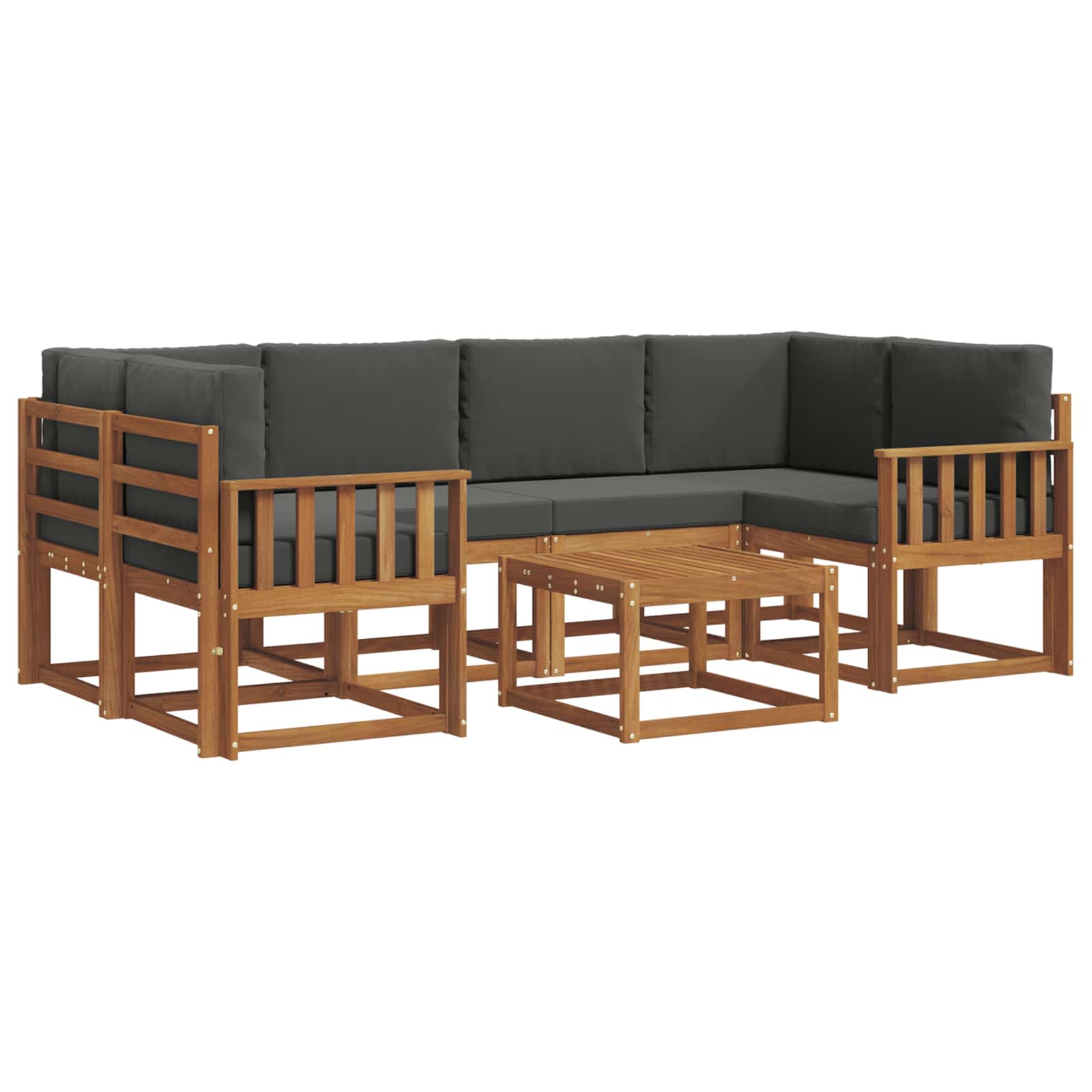 Σειρά Καναπέ Εξωτερικού με μαξιλάρι 7 pcs Φυσικό και Ανθρακί - Pakobazaar