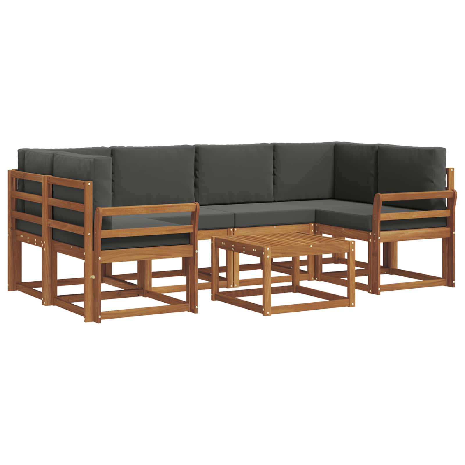 Σειρά Καναπέ Εξωτερικού με μαξιλάρι 7 pcs Φυσικό και Ανθρακί - Pakobazaar