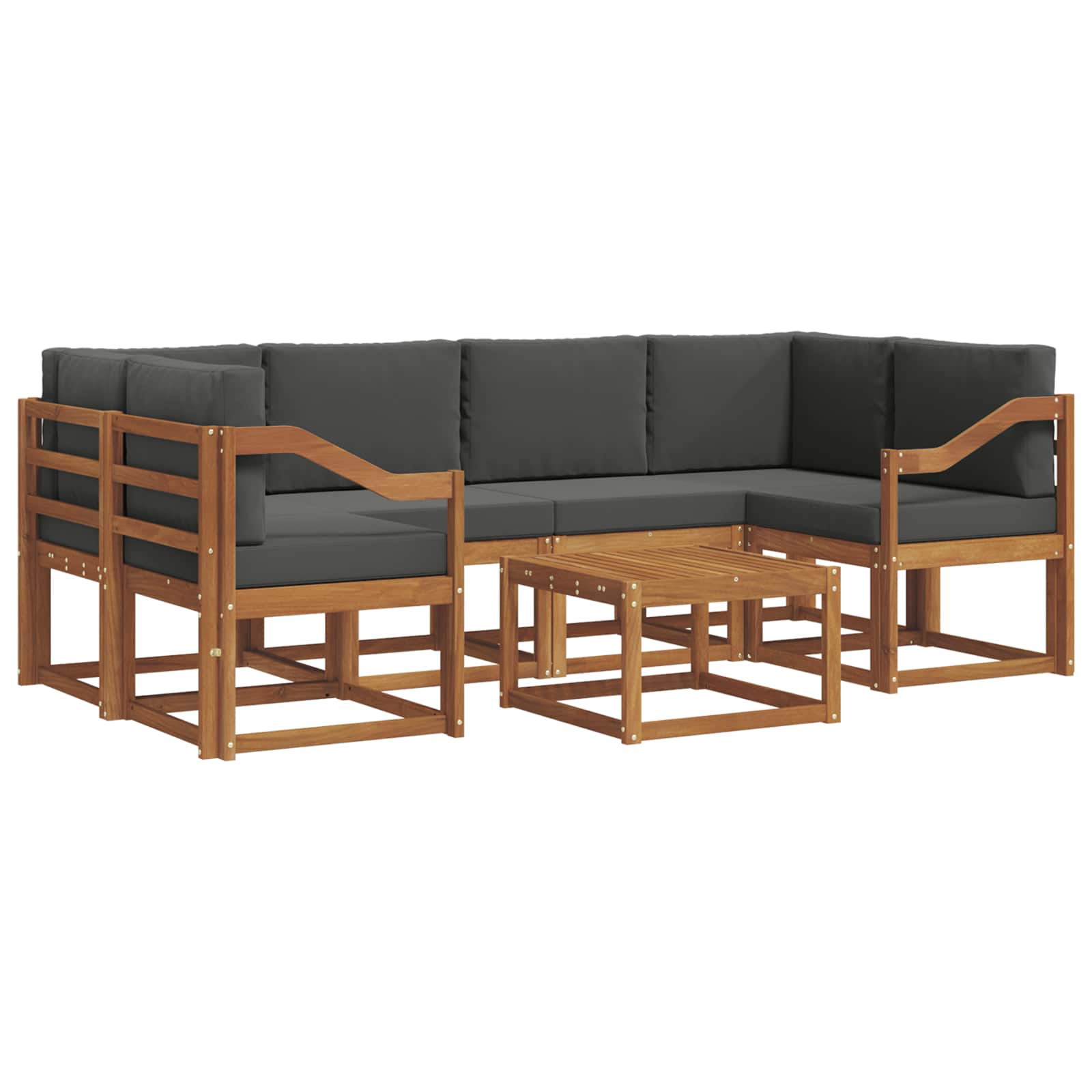 Σειρά Καναπέ Εξωτερικού με μαξιλάρι 7 pcs Φυσικό και Ανθρακί - Pakobazaar