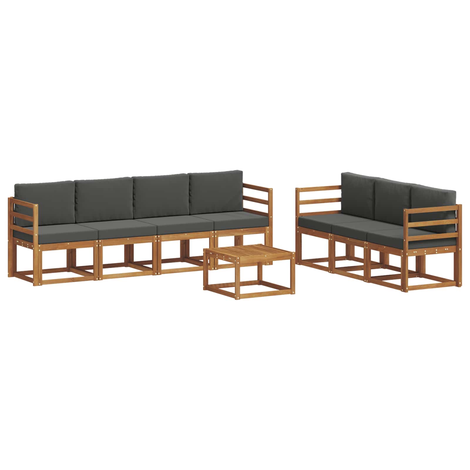 Σειρά Καναπέ Εξωτερικού με μαξιλάρι 8 pcs Φυσικό και Ανθρακί - Pakobazaar