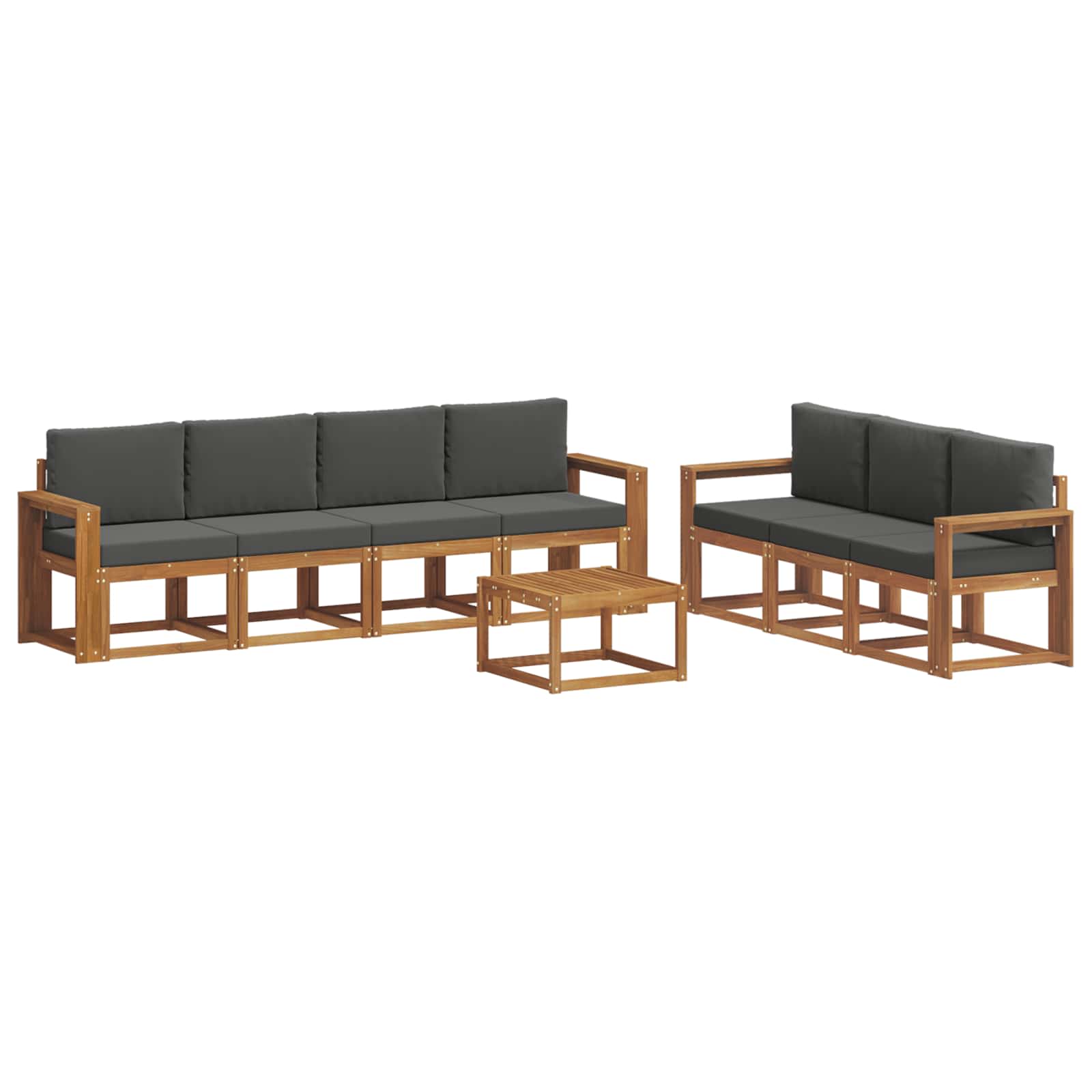 Σειρά Καναπέ Εξωτερικού με μαξιλάρι 8 pcs Φυσικό και Ανθρακί - Pakobazaar