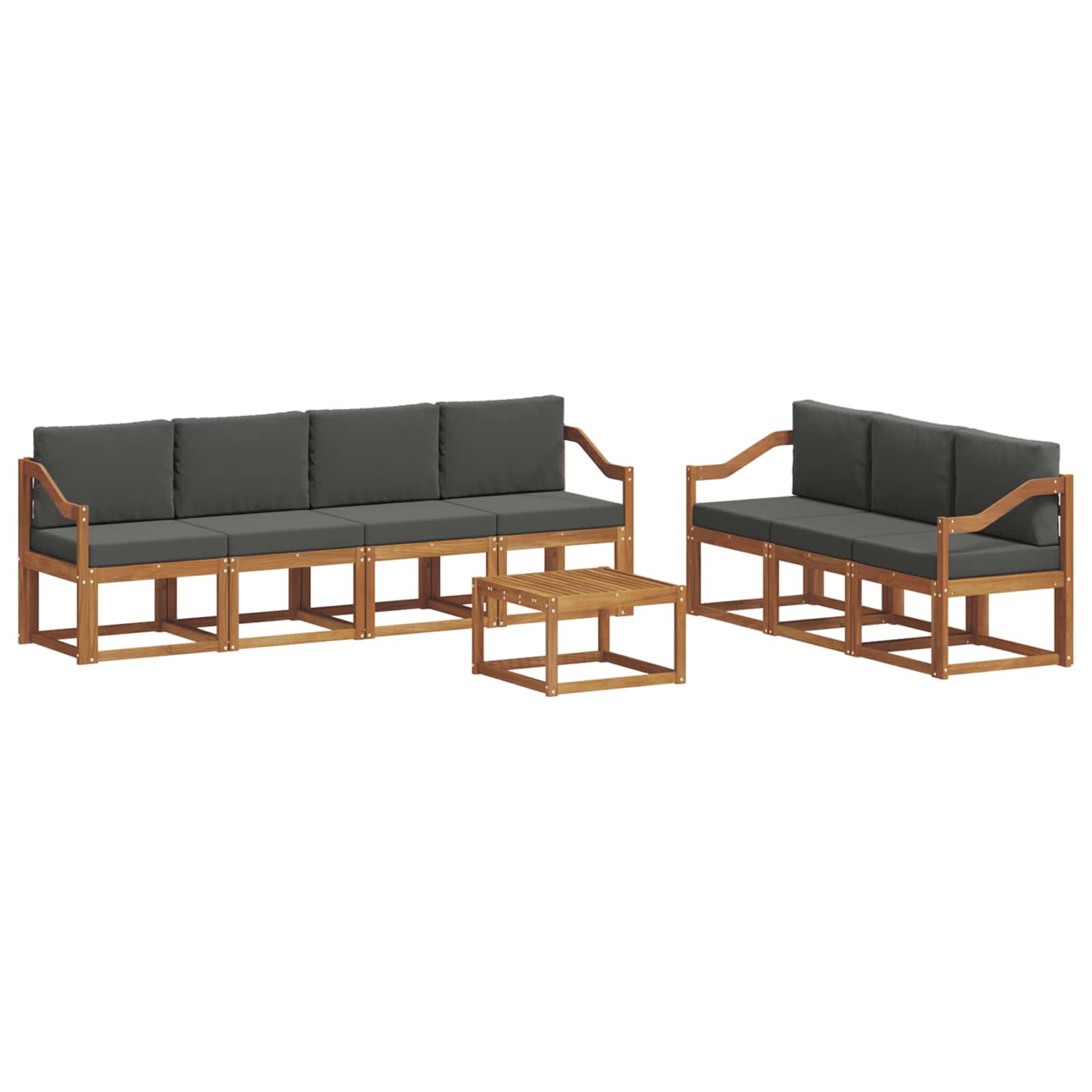 Σειρά Καναπέ Εξωτερικού με μαξιλάρι 8 pcs Φυσικό και Ανθρακί - Pakobazaar