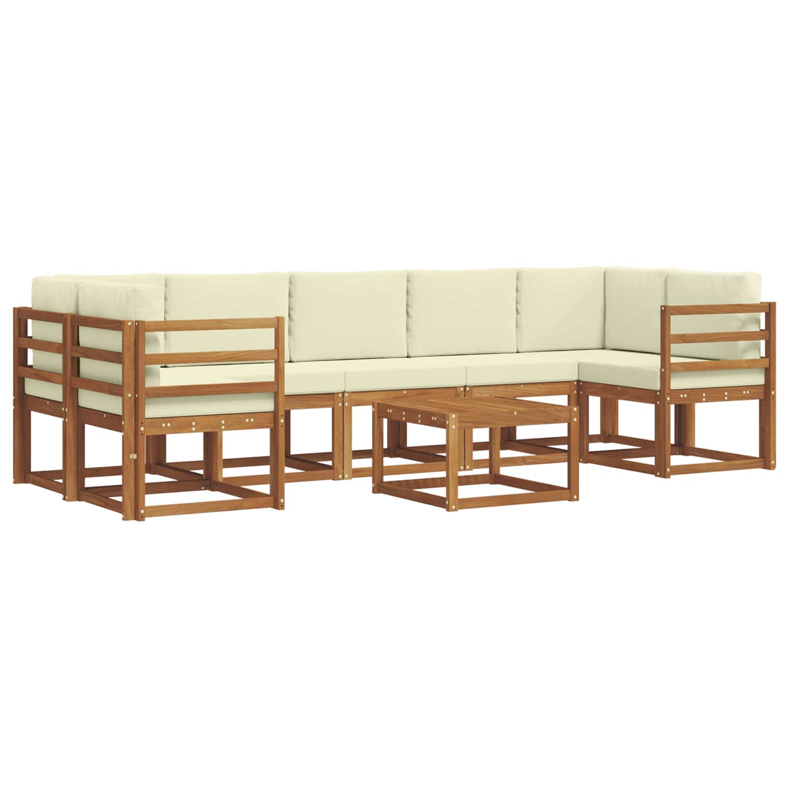 Σειρά Καναπέ Εξωτερικού με μαξιλάρι 8 pcs Φυσικό και Κρέμα - Pakobazaar