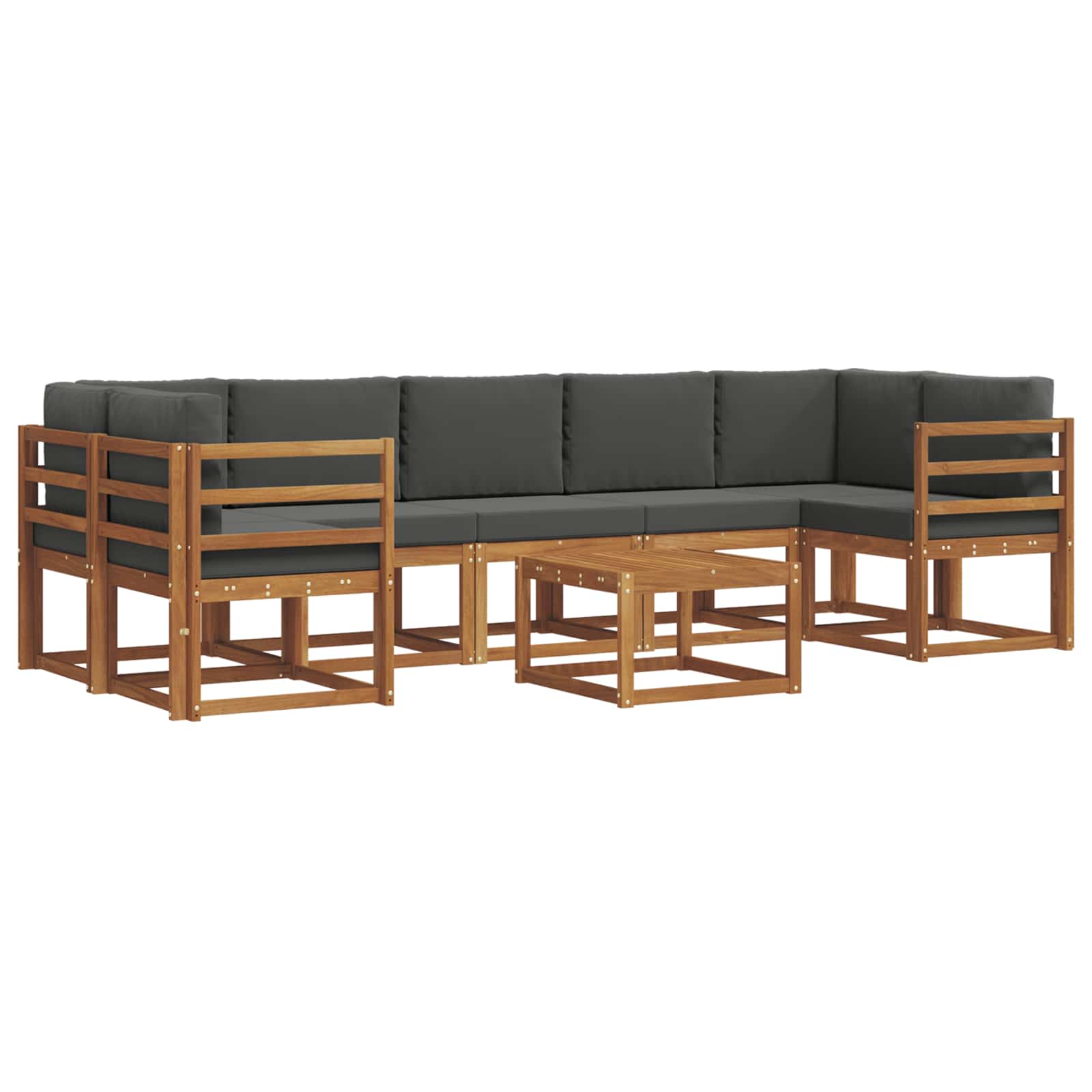 Σειρά Καναπέ Εξωτερικού με μαξιλάρι 8 pcs Φυσικό και Ανθρακί - Pakobazaar