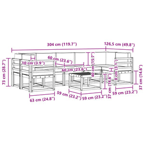 Σειρά Καναπέ Εξωτερικού με μαξιλάρι 8 pcs Φυσικό και Ανθρακί - Pakobazaar