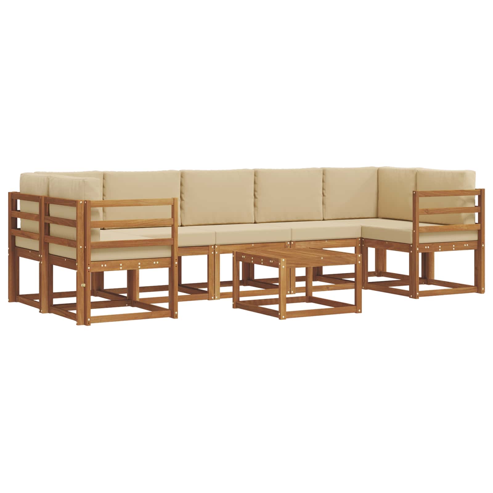 Σειρά Καναπέ Εξωτερικού με μαξιλάρι 8 pcs Φυσικό και Μπεζ - Pakobazaar