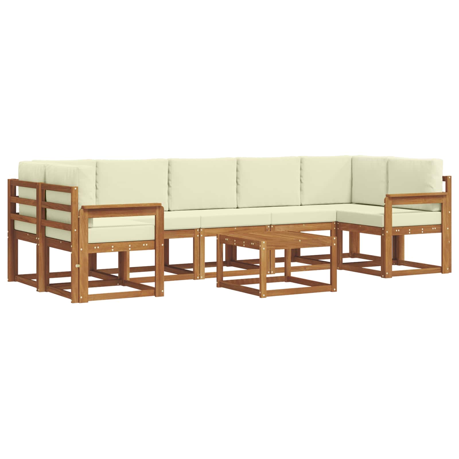 Σειρά Καναπέ Εξωτερικού με μαξιλάρι 8 pcs Φυσικό και Κρέμα - Pakobazaar