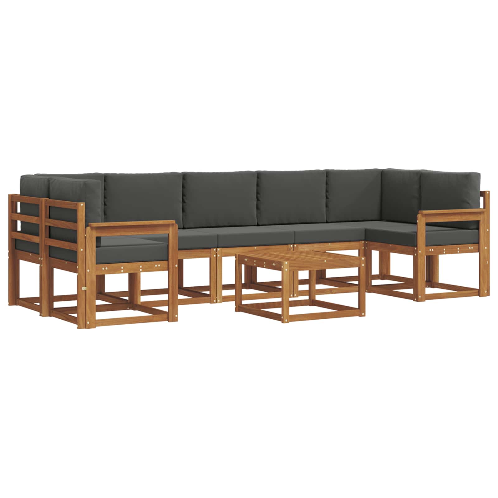Σειρά Καναπέ Εξωτερικού με μαξιλάρι 8 pcs Φυσικό και Ανθρακί - Pakobazaar