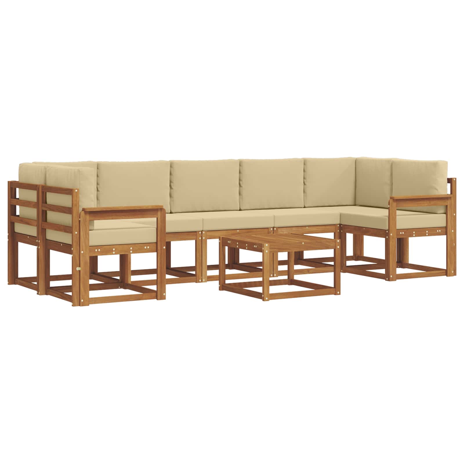 Σειρά Καναπέ Εξωτερικού με μαξιλάρι 8 pcs Φυσικό και Μπεζ - Pakobazaar