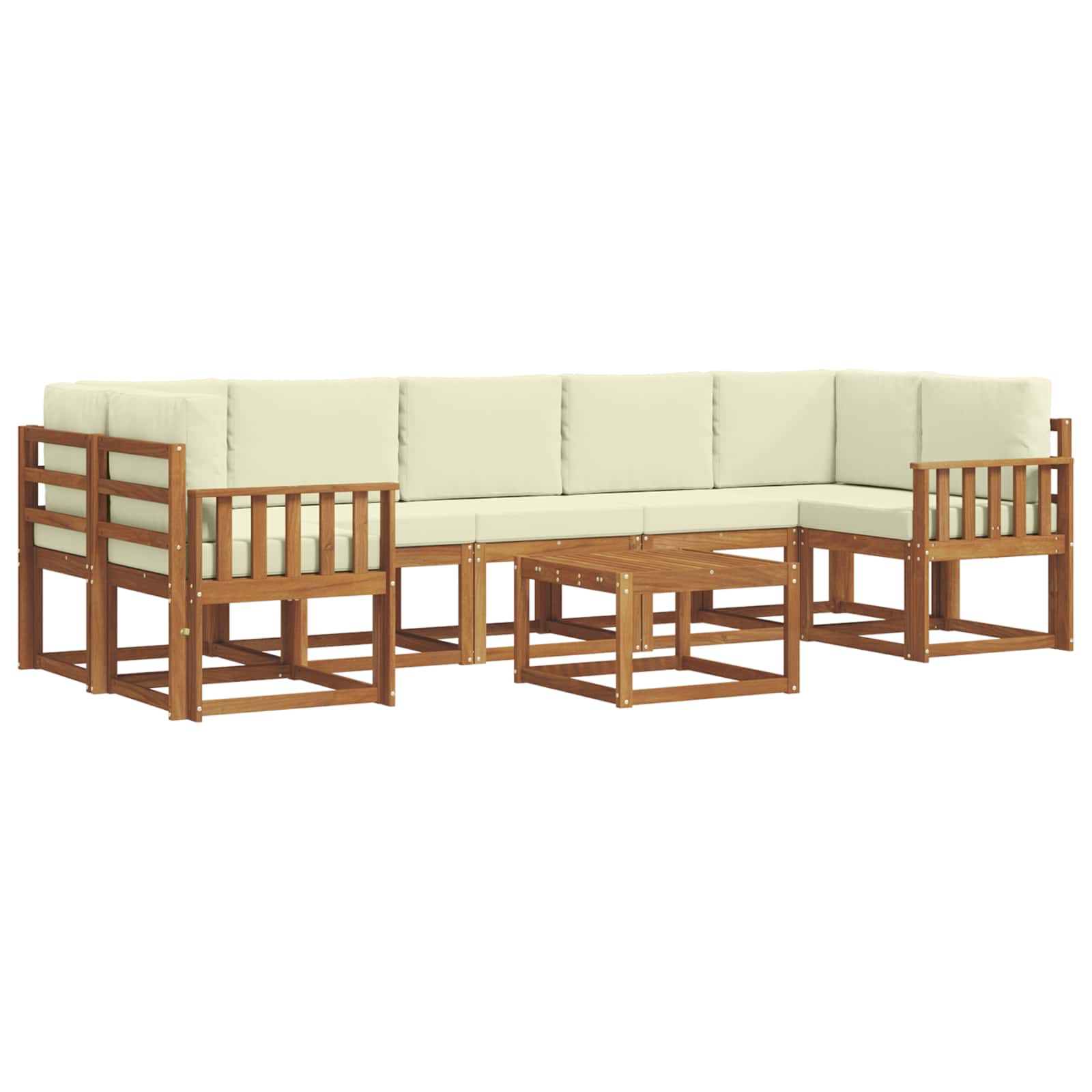 Σειρά Καναπέ Εξωτερικού με μαξιλάρι 8 pcs Φυσικό και Κρέμα - Pakobazaar