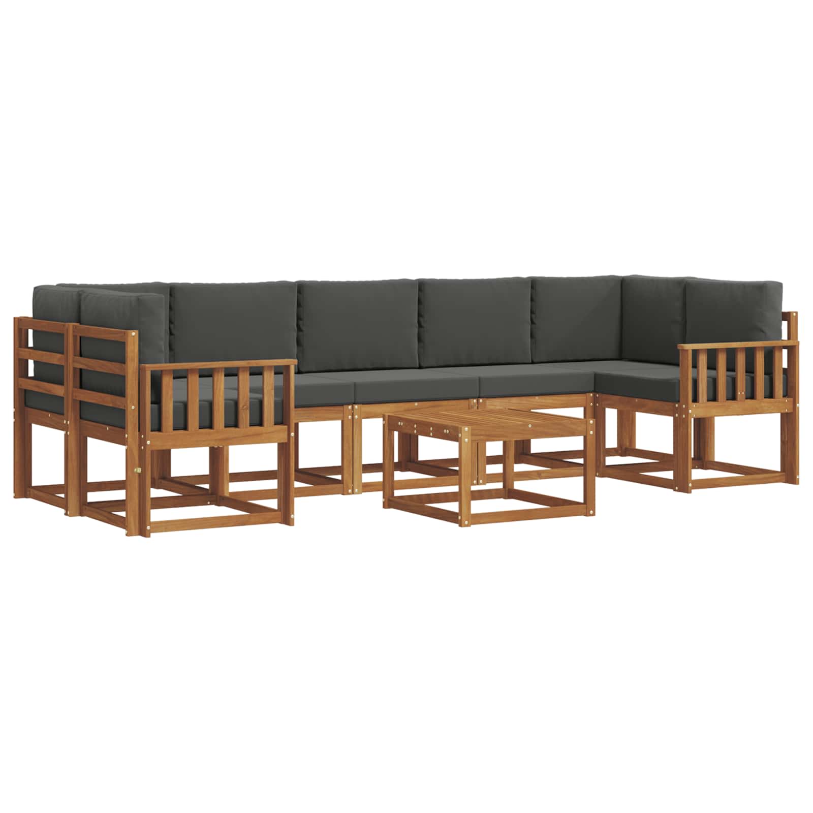 Σειρά Καναπέ Εξωτερικού με μαξιλάρι 8 pcs Φυσικό και Ανθρακί - Pakobazaar