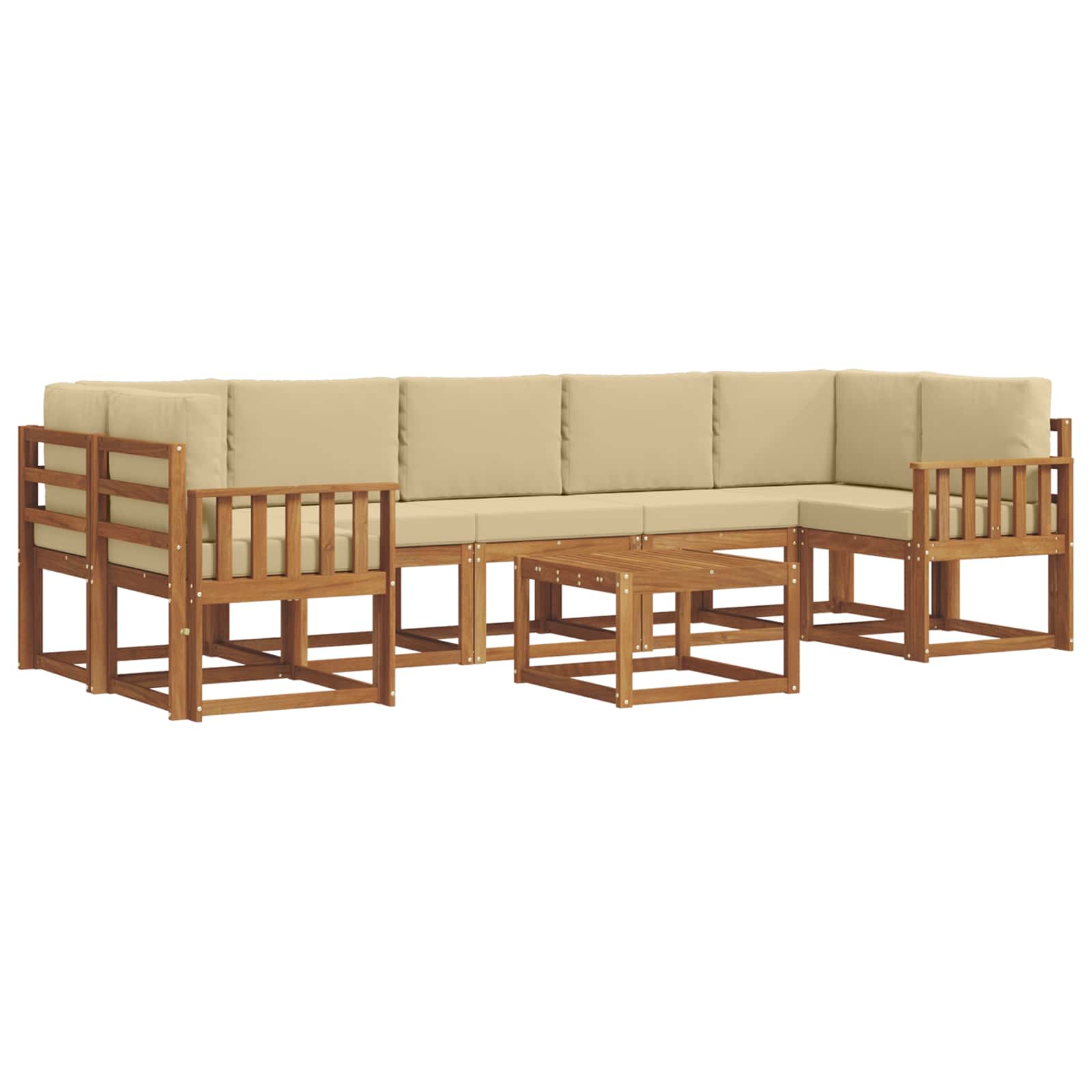 Σειρά Καναπέ Εξωτερικού με μαξιλάρι 8 pcs Φυσικό και Μπεζ - Pakobazaar