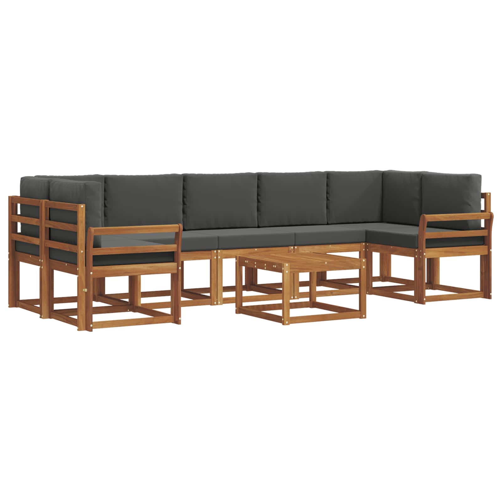 Σειρά Καναπέ Εξωτερικού με μαξιλάρι 8 pcs Φυσικό και Ανθρακί - Pakobazaar
