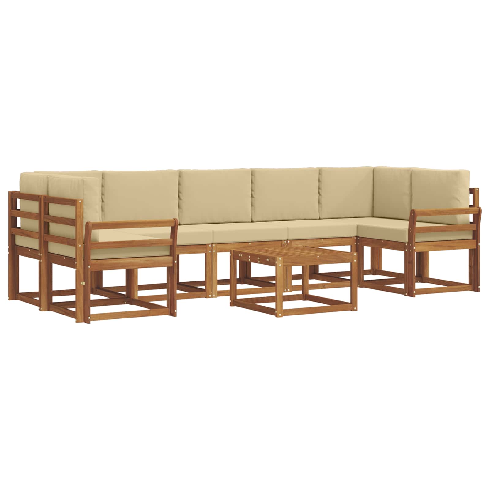 Σειρά Καναπέ Εξωτερικού με μαξιλάρι 8 pcs Φυσικό και Μπεζ - Pakobazaar