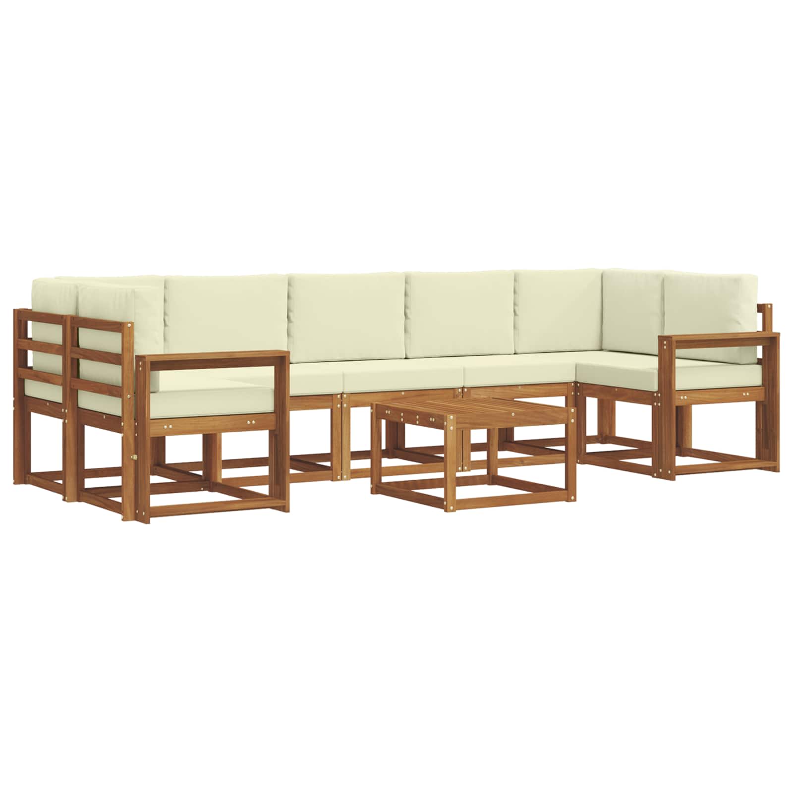 Σειρά Καναπέ Εξωτερικού με μαξιλάρι 8 pcs Φυσικό και Κρέμα - Pakobazaar