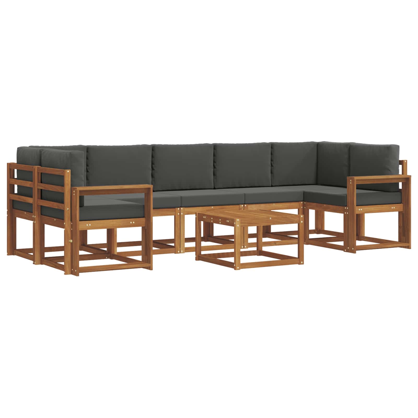 Σειρά Καναπέ Εξωτερικού με μαξιλάρι 8 pcs Φυσικό και Ανθρακί - Pakobazaar