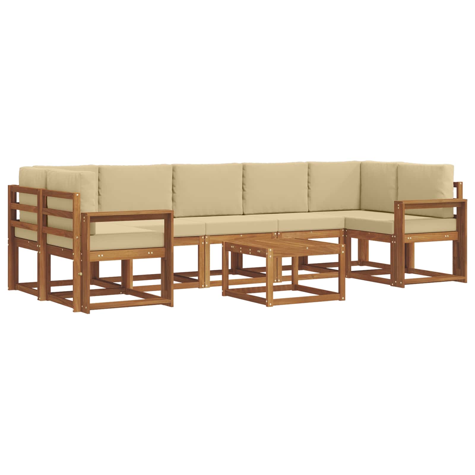 Σειρά Καναπέ Εξωτερικού με μαξιλάρι 8 pcs Φυσικό και Μπεζ - Pakobazaar