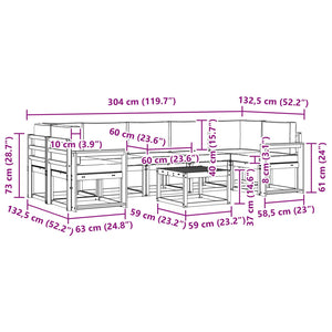 Σειρά Καναπέ Εξωτερικού με μαξιλάρι 8 pcs Φυσικό και Μπεζ - Pakobazaar