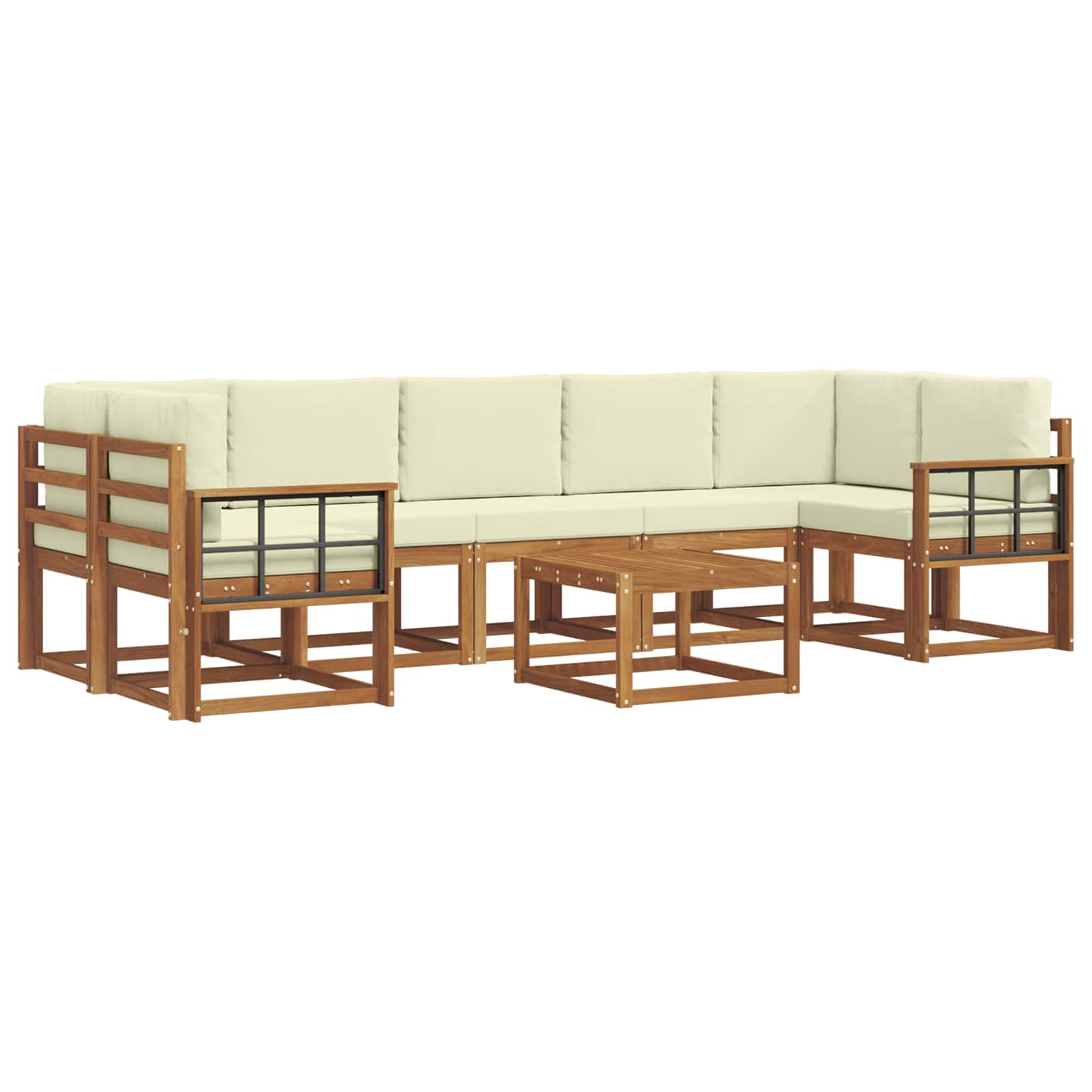 Σειρά Καναπέ Εξωτερικού με μαξιλάρι 8 pcs Φυσικό και Κρέμα - Pakobazaar