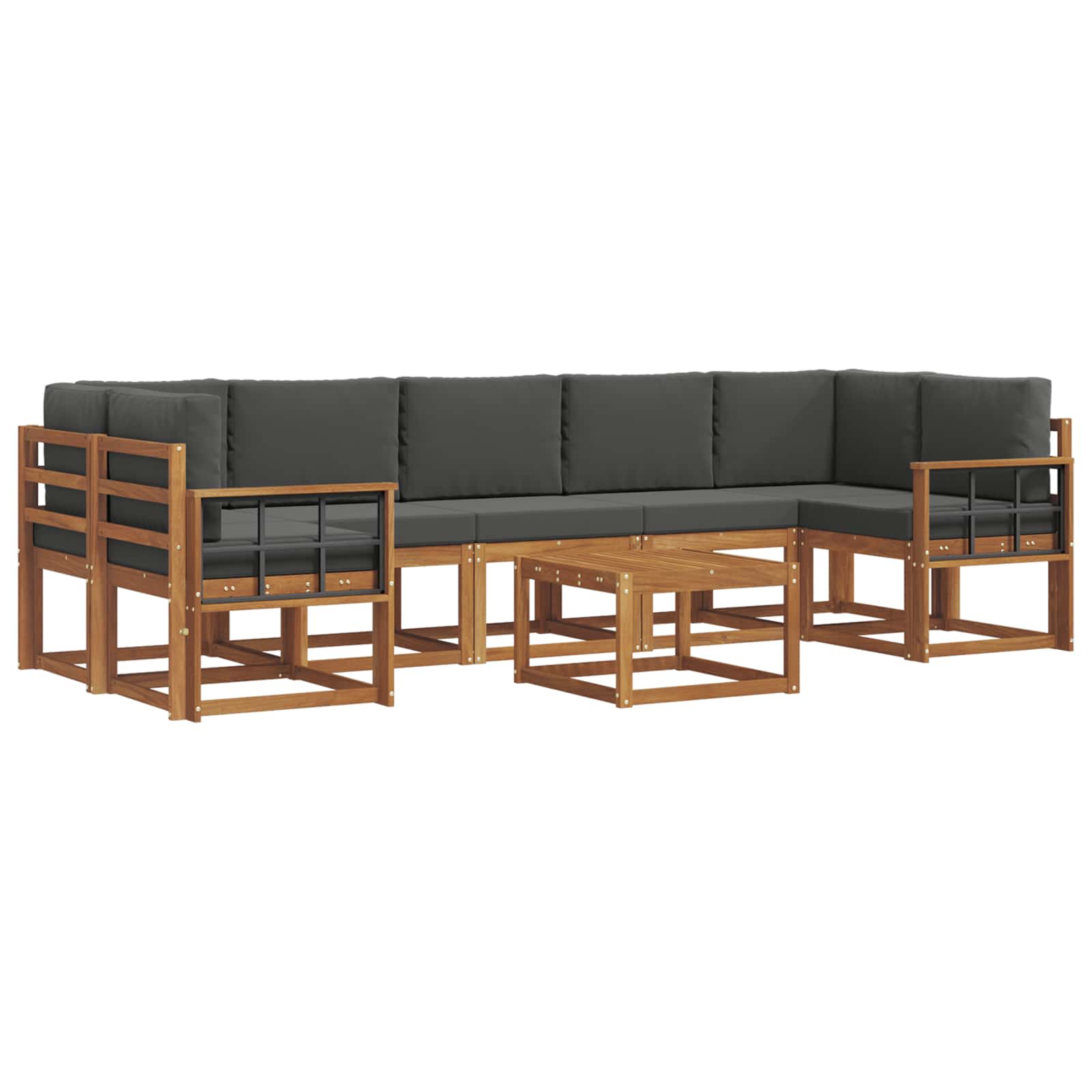 Σειρά Καναπέ Εξωτερικού με μαξιλάρι 8 pcs Φυσικό και Ανθρακί - Pakobazaar