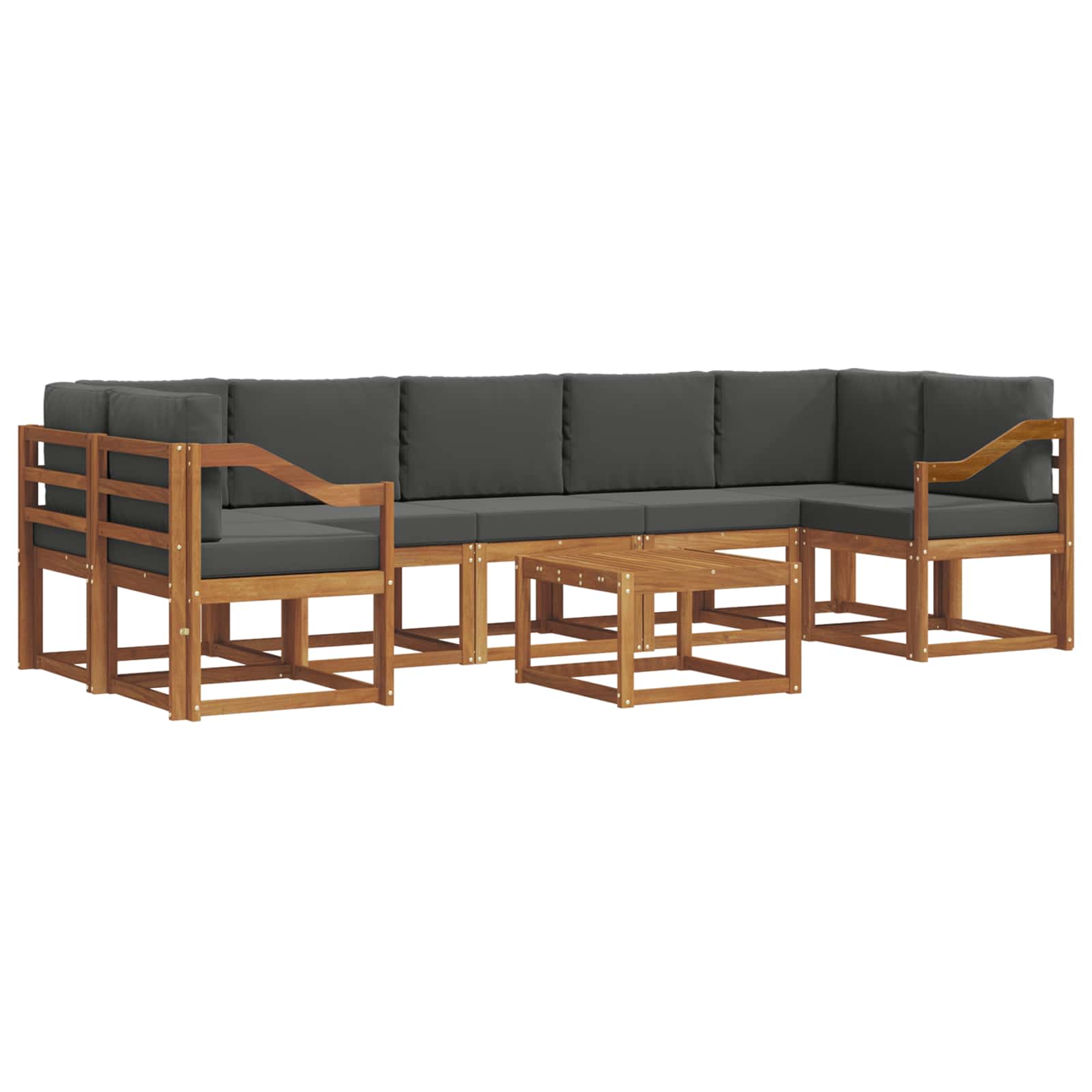 Σειρά Καναπέ Εξωτερικού με μαξιλάρι 8 pcs Φυσικό και Ανθρακί - Pakobazaar
