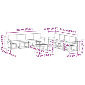 Σειρά Καναπέ Εξωτερικού με μαξιλάρι 9 pcs Φυσικό και Ανθρακί - Pakobazaar