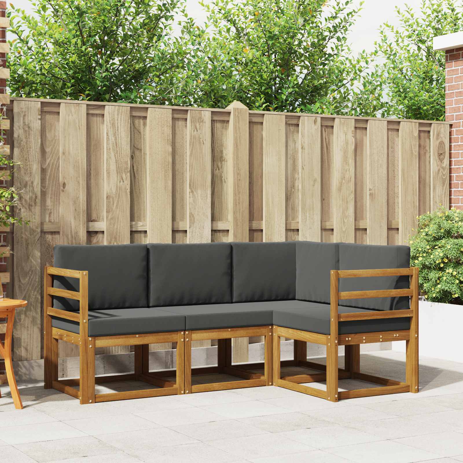 Σειρά Καναπέ Εξωτερικού με μαξιλάρι 4 pcs Φυσικό και Ανθρακί - Pakobazaar
