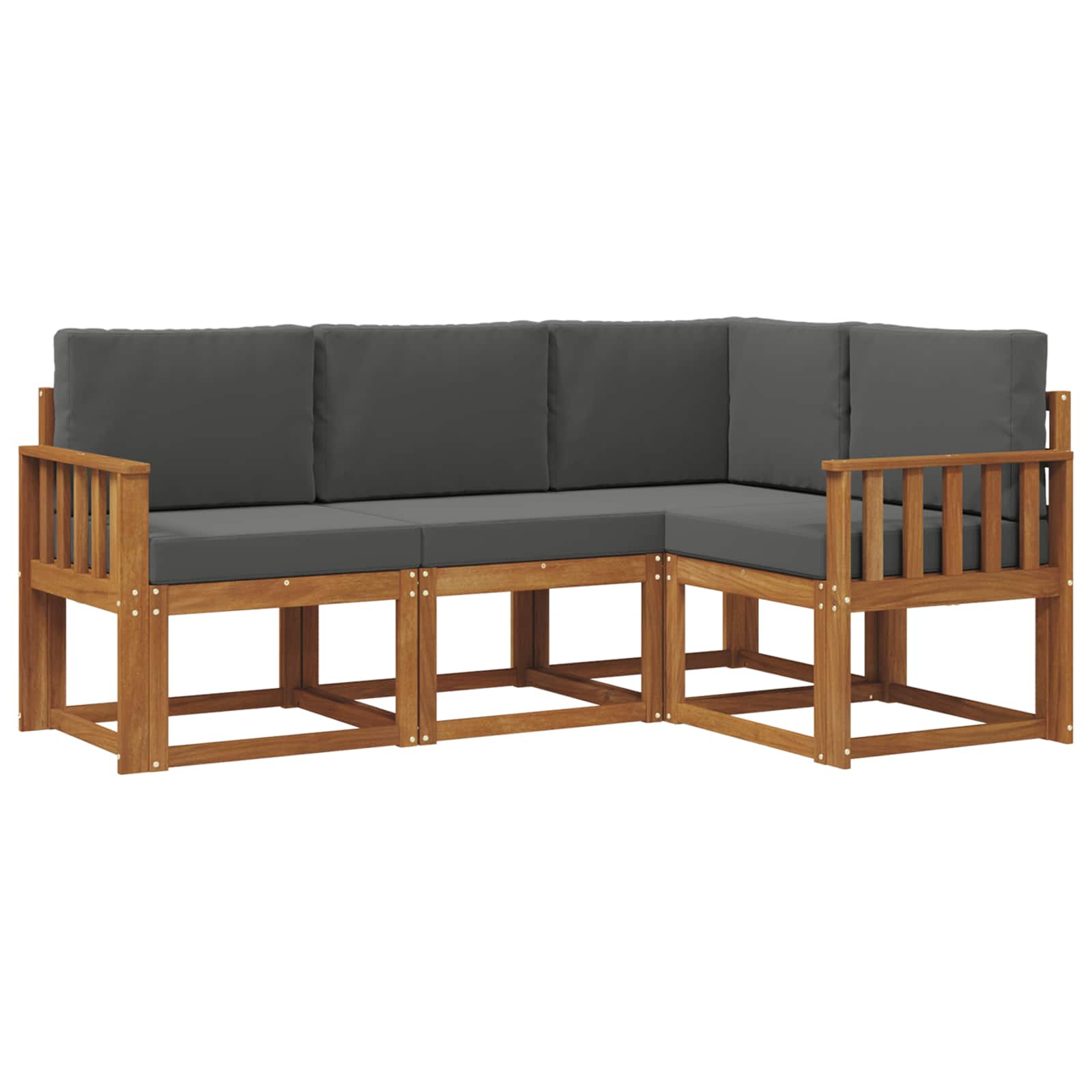 Σειρά Καναπέ Εξωτερικού με μαξιλάρι 4 pcs Φυσικό και Ανθρακί - Pakobazaar