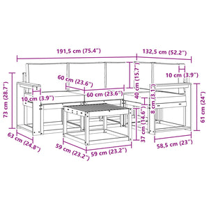 Σειρά Καναπέ Εξωτερικού με μαξιλάρι 5 pcs Φυσικό και Κρέμα - Pakobazaar