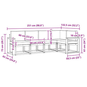Σετ Καναπέ με μαξιλάρι 5 pcs Φυσικό και Μπεζ - Pakobazaar