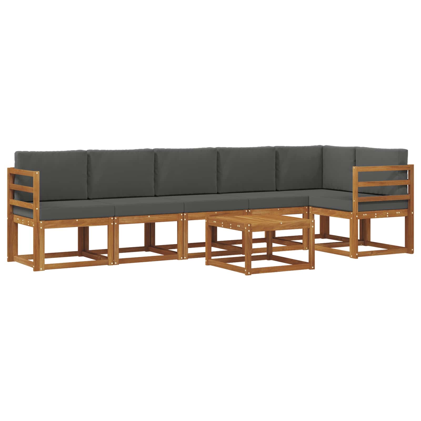 Σειρά Καναπέ Εξωτερικού με μαξιλάρι 7 pcs Φυσικό και Ανθρακί - Pakobazaar