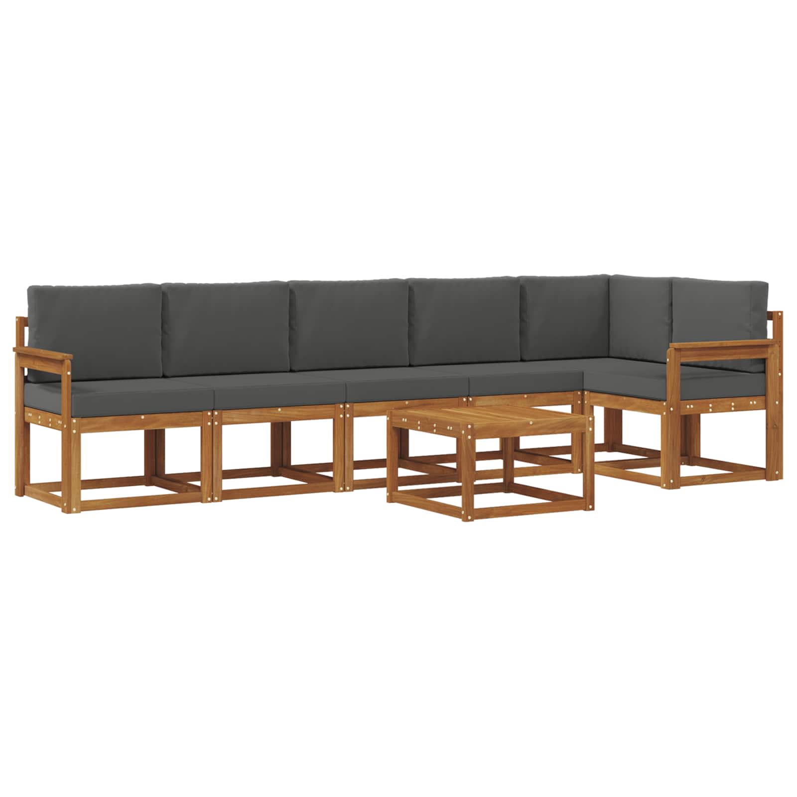 Σειρά Καναπέ Εξωτερικού με μαξιλάρι 7 pcs Φυσικό και Ανθρακί - Pakobazaar