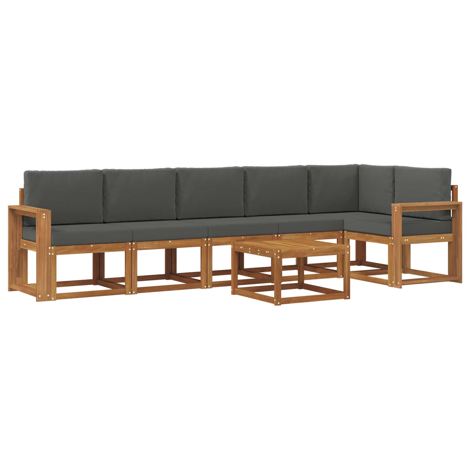 Σειρά Καναπέ Εξωτερικού με μαξιλάρι 7 pcs Φυσικό και Ανθρακί - Pakobazaar